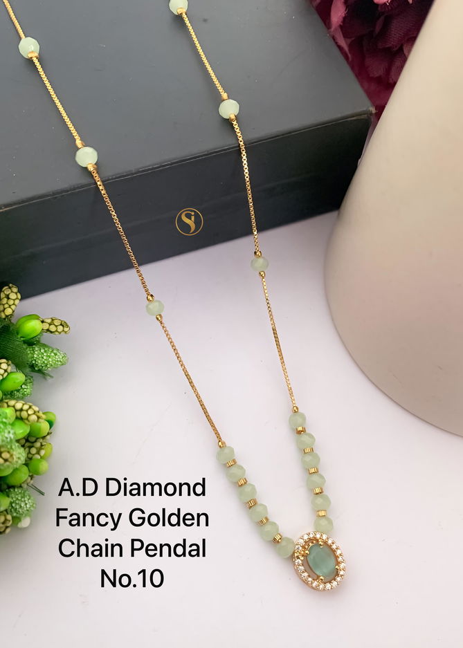 4 AD Diamond Daily Wear Golden Mangalsutra Dokiya Wholesale Shop In Surat
